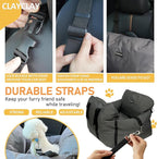 4-in-1 Dog Car Seat, Convertible Pet Booster Seat for Small Medium Dogs Up to 25lbs, Portable Travel Bed Sofa Pad with Safety Strap & Foldable Storage for Car Home Use