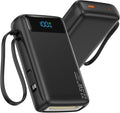 Portable Charger, 27000mAh 22.5W Fast Charging Power Bank with Built-in Cable, USB C Battery Pack with LED Display/Flash Light, Travel Essential External Battery Charger Bank for iPhone Samsung Black