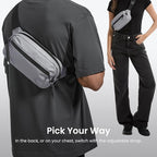 tomtoc 3.5L Sling Bag with RFID Blocking, Crossbody Bag Chest Shoulder Pack for Men and Women, Water-resistant Lightweight Casual Waist Fanny Pack for Travel/Daily Use