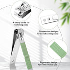 Manicure Set Gift for Women Men, Easter Basket Stuffers for Teens Boys, 10 In 1 Finger and Toe Nail Clippers Kit, Men's Grooming Pedicure Tools with Portable Travel Case, Matcha Green