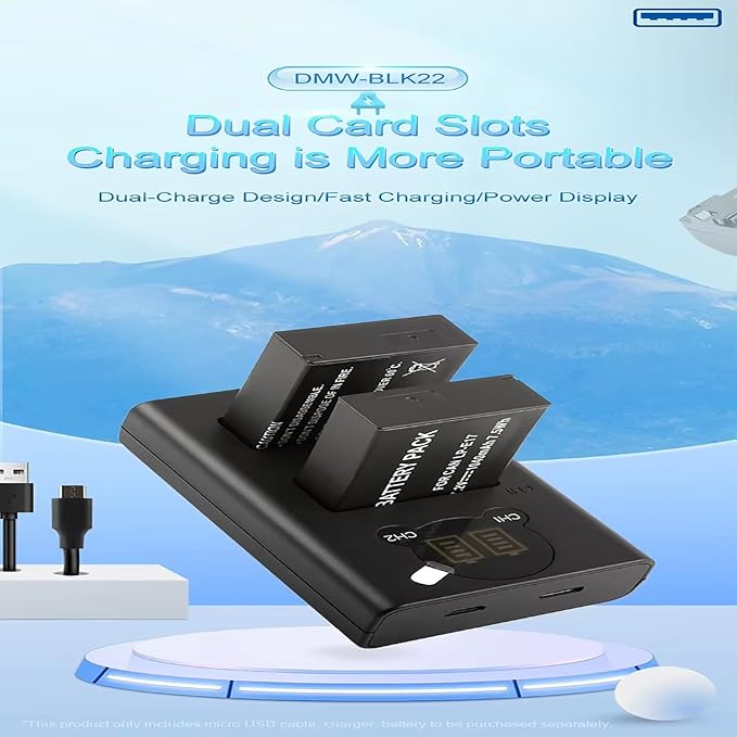 LP-E17 Dual USB Camera Battery Charger Station with LCD Display, Overcharge Protection,for R10/R50/R100/RP/850D/800D/200D/M5/M6 Mark II Cameras‌