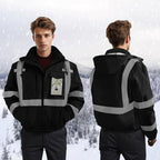 Hi Vis Rain Jackets, Reflective Safety Jacket with Pockets for Men& Women, Construction Coats for Cold Weather, Waterproof Rain Gear, Class 3, Black Standard, 4XL