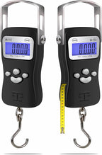 AWS Digital Luggage Scale, Fish Weighing Scale, Hanging Scale 110lb/50kg – Die-Cast Metal Construction, Built-in Tape Measure, Hook & Handle – for Travel, Fishing, Archery, Hunting, Outdoor (Black)