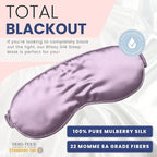 Blissy Silk Sleep Mask - Eye Sleeping Mask for Women & Men for Total Blackout - 100% Pure Mulberry Silk, 22 Momme 6a Fibers - Blindfold Sleep Mask Side Sleeper Eye Cover (Lavender)
