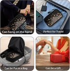 Boho Flower Print Electronic Organizer Travel Universal Accessories Storage Bag Portable for Hard Drives, Cables, Memory Sticks, Charger, Phone, USB, SD Cards