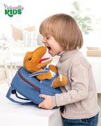 Naturally KIDS 【Upgraded】 Toddler Backpack with Detachable Dinosaur Toy for Boys | Side & Inner Pockets, Reflective Logo | Dinosaur Backpack for Kids 3-5