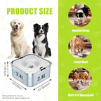 No Spill Dog Water Bowl 3L/101oz Stainless Steel Spill-Proof Dog Bowls, Anti-Splash Slow Drinking Water Bowls with Floating Disk for Messy Drinkers, Home & Travel Use (Light Gray)