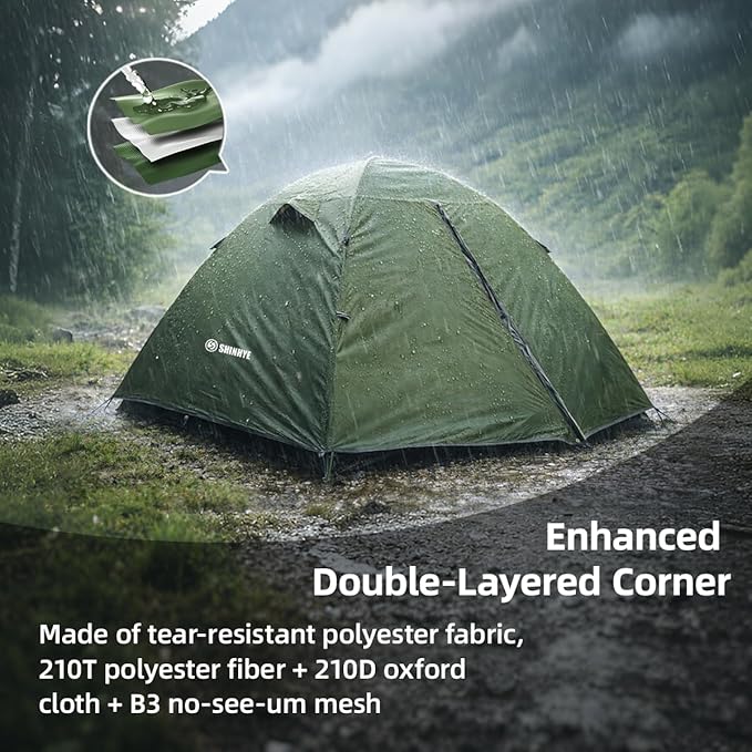 Backpacking Tent for Camping 2/3/4 Person Hiking Ultralight Tent for Waterproof Windproof Outdoor Tents Easy Setup Two Doors Double Layer Lightweight Instant Tents