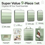 Veken 9/11 Set Compression Packing Cubes for Travel Essentials,Compressible Expandable Large Luggage Suitcase Organizer Bags for Clothing,Durable Space Saver Storage Bags(Matcha Green)