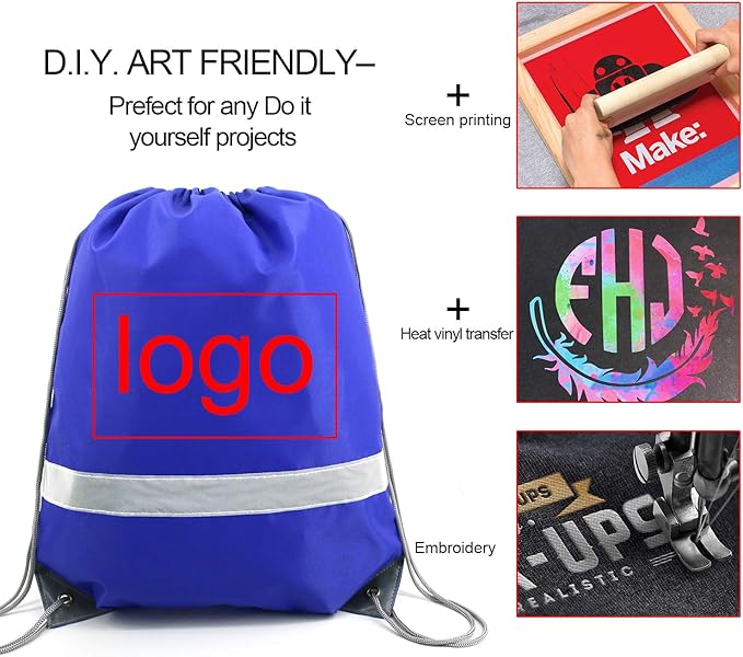 BeeGreen 30 Pieces Royal Blue Drawstring Backpacks Bags Bulk Reflective Cheap Gym Sack Pack Sports Cinch Bag