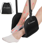 Airplane Foot Hammock – Memory Foam Travel Footrest with Rigid Base, Adjustable Strap for Long Flights & Travel Comfort (Black)