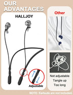 HALLJOY for Galaxy Buds 4/4 Pro/Buds 3/3 Pro Strap Neckband, Anti-Lost Accessories, Support Volume Control, Ergonomic Design, Fit Airpods Pro 3/2/1, Airpods 4, 3, 2, 1, Black Band/Black Tip