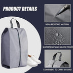 5Pcs Large Travel Shoe Bags Portable Travel Gifts Shoe Organizer with Zipper Closure, Waterproof Nylon Shoe Storage Organizer with Handle Travel Bags For Men and Women, Grey