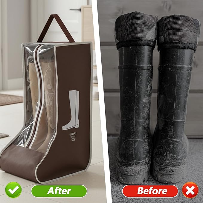 2 Pack Boot Storage Bag, Tall Boots Storage/Protector Bag, Portable Dust Proof Boot Bags for Cowboy Boots, Shoe Cover Protector Carry Bags with Handle for Organizer Packing Travel and Daily Use