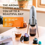 Portable Electric Espresso Machine Travel Coffee Maker for Camping 3 in 1 Self-Heating for Ground Coffee & DG NS Capsule Pods For Travel Camping and Hiking (Space Grey)