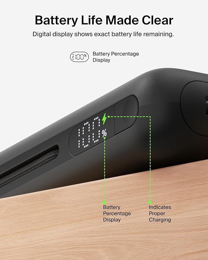 Belkin Portable Charger 25K, Power Bank with Integrated USB C Cable, 158W - Fast Charging Laptop Portable Battery Pack for MacBook Pro 14, iPhone 17 Series, iPad Pro, Galaxy S26, & More - Black