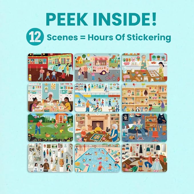 Spending Time with Grandma 500+ Kids Sticker Book by Cupkin Fun Toddler Travel Activity Coloring and Sticker Book, Road Trip Essentials, 12 Coloring Pages & Scenes for Ages 2–8 Years