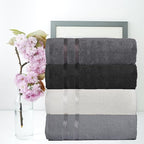 CASA COPENHAGEN Ember 12Pcs 100% Egyptian Cotton Designer Hand Towels Gift Set- Dark Grey,Light Grey,White,Black 600 GSM, 28"x16", 4Hand Towels for Bathroom Set for Women & Men