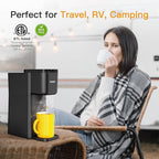 Tastyle Mini Hot and Iced Coffee Maker Single Serve, for K Cup and Ground, 6 to 14 Oz Brew Sizes, with Recipe Book, for Home, Travel, RV, Office and Dorm,Classic Black (2.0 Version)