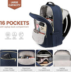 LOVEVOOK Laptop Backpack for Women 17.3 inch,Cute Womens Travel Backpack Purse,Professional Laptop Computer Bag,Waterproof Work Business College Teacher Bags Carry on Backpack with USB Port,Navy Blue