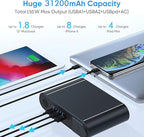 Power Bank with AC 150W,Portable Laptop Charger,31200mAh External Battery for Laptop,PD 65W Type-C,Compatible for Outdoor RV Camping Travel Emergency Backup Home