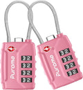 Puroma 2 Pack TSA Approved Luggage Locks, 4 Digit Combination Travel Locks Resettable Code Lock with Zinc Alloy Body for Suitcase, Toolbox, Backpack, Bag, Gym Locker (Basic Pink Rose)