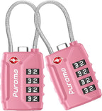 Puroma 2 Pack TSA Approved Luggage Locks, 4 Digit Combination Travel Locks Resettable Code Lock with Zinc Alloy Body for Suitcase, Toolbox, Backpack, Bag, Gym Locker (Basic Pink Rose)