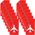 14 Pack Silicone Luggage Tag for Suitcases with Stainless Loop, TSA Approved, Privacy Protection Travel Essentials Bag Tags by Gostwo, Red