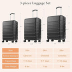 Sweetcrispy Carry on Suitcase Set, Luggage with Spinner Wheels, Hard Shell ABS, TSA Lock, Bronze Black, 3-PCS Set (20/24/28 inch)