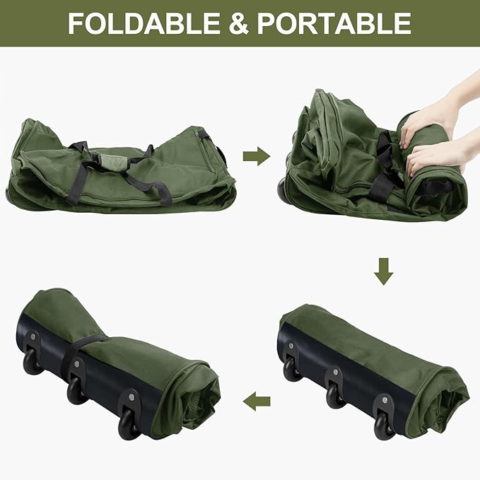 Finnhomy 120L Foldable Rolling Duffel Bag with 3 Wheels, Light Weight Travel Duffel bag with Large Loading Capacity, 32'' Rolling Duffel bag with Shoulder Strap