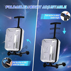 smilesun Scooter Suitcase for Kids & Adults, Foldable Carry On Travel Luggage, Hardside Ride on Scooter Suitcase with Spinner Wheels，Silver