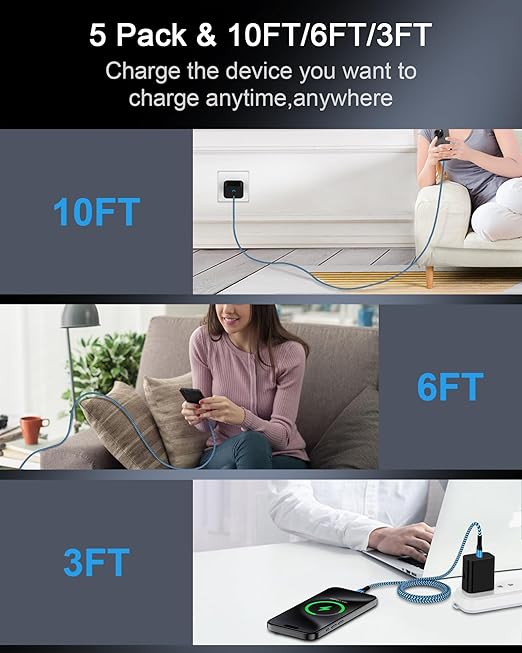 C to C Cable for iPhone 17e 17 Air/17Pro/16e/16 Pro/16 Pro Max/16 Plus/15 Pro Max/15Pro/Plus, USB C to USBC Cord Auto Car Cargador Wire Samsung Charger Fast Charging, Android Phone Cable-6FT