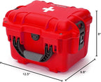 NANUK 908 Waterproof First Aid Box Empty – Durable, Medical First Aid Organizer Case, IP67-Rated, Dustproof, Impact-Resistant, and Floats (9.5" x 7.5" x 7.5") – Red