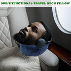 1/2PCS Travel Pillow Stuffable with Clothes As Carry-On Luggage Fits Up to 3 Days of Travel Essentials, Multifunctional U-Shaped Pillowcase for Business, Trip, Outdoor (2PCS-Blue)