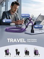 USB C to Lightning Cable, 60W 4 in 1 Fast Charging Cable Apple MFi Certified USB A to Lightning Cord Nylon 6ft USB C to USB C Charger Cord for iPhone 17 16 15 14 Pro/iPad/Samsung S25/MacBook/Switch 2