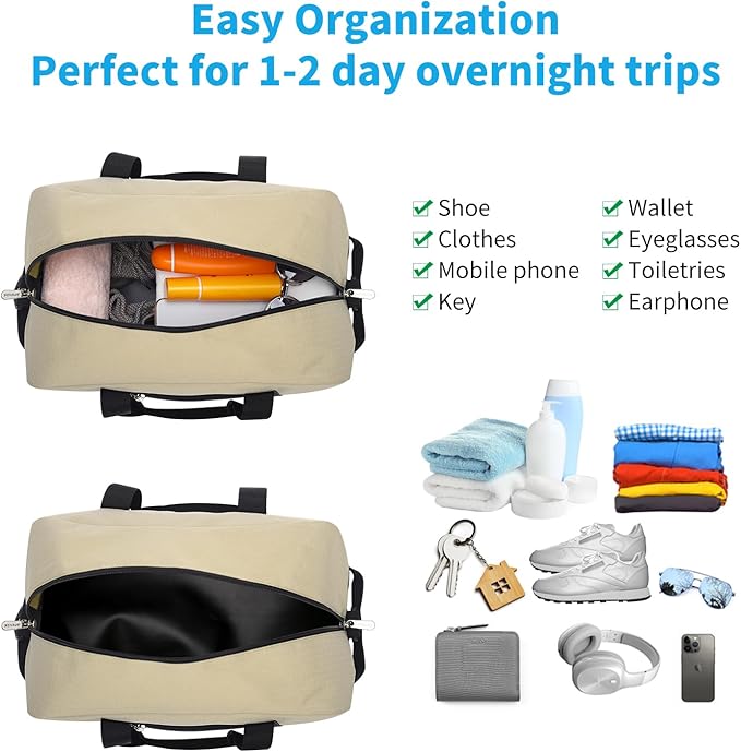 Apenze Small Gym Bag 14 inch lightweight Carry On Mini Duffel Bag for Travel Sport - Camel