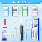 Personal Hygiene Kit Bulk Pack of 30,Individually Wrapped 13-IN-1 Blue Disposable Basic Travel Toiletry Set Homeless Care Package Supplies for Men,Women,Guests,Charity