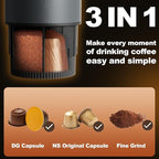 Portable Coffee Maker, 3 in 1 Electric Espresso Machine Set, Rechargeable Self-Heating Brewer with Carrying Bag and Coffee Stand for Office Camping, Hiking