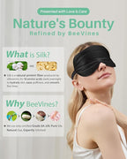 BeeVines 100% Real Mulberry Silk 2 Pack Sleep Mask, Pure Silk Eye Masks with Adjustable Strap for Sleeping, 100% Block Light Eye Shade Cover, Reduces Puffy Eyes Traveling Gifts(Black & Galaxy Grey)
