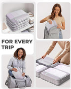Percover Compression Packing Cubes 8-Piece Set, Packing Cubes Compression for Travel with Laundry Bag & Shoe Bag, Travel Organizer for Carry On & Checked Luggage, Purple
