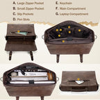 IGOLUMON Messenger Bag for Men 15.6 inch Vintage Leather Waterproof Laptop Briefcase for Men Large Computer Laptop Bag Leather Satchel Bag Retro Shoulder Bag for Office Business College, Dark Brown