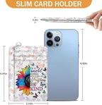 Yonlevres Credit Card Holder Slim Wallet, Be Kind Sunflower RFID Wallet Women Front Pocket Small Card Holder Travel Funny Cute Thin Card Case ID Window PU Leather RFID Blocking Card Organizer Gift