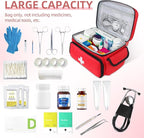 ALSLEA First Aid Bag Empty First Aid Kit Storage Box 12" x 9" x 7" Medical Bag Portable Pill Bottle Organizer Case for Car, Travel, Office, Outdoor, Camping, Hiking, School (Red)