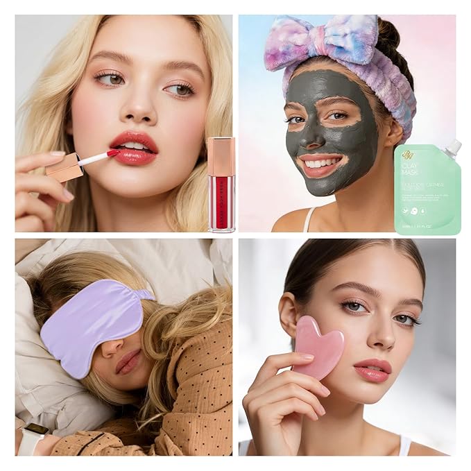 36 Pcs Mother's Day Gift, Hydrating Skin Care Kit, Bath and Body Gift Set for Women, Face Sheet Mask, Leather Cosmetic Bag, Face Serum, Self Care Kit, Anniversary, Birthday, Valentines,Christmas