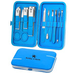 Manicure Set, Travel Mini Nail Clippers Kit Pedicure Care Tools, 10pcs Stainless Steel Grooming kit (Blue)