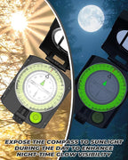 Sportneer Compass: Accurate Durable Lightweight Orienteering Compass with Strap and Carrying Case, Glow in The Dark Waterproof Hiking Essentials for Camping Backpacking, Best Survival Gifts for Kids