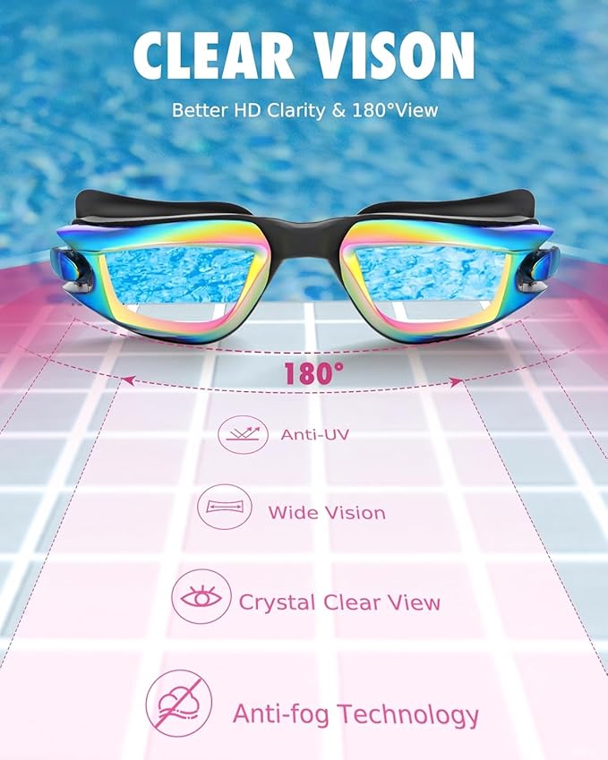 Aegend Swim Goggles for Kids Youth 3-14 Anti-Fog Anti-UV Comfort Fit Goggles for Swimming