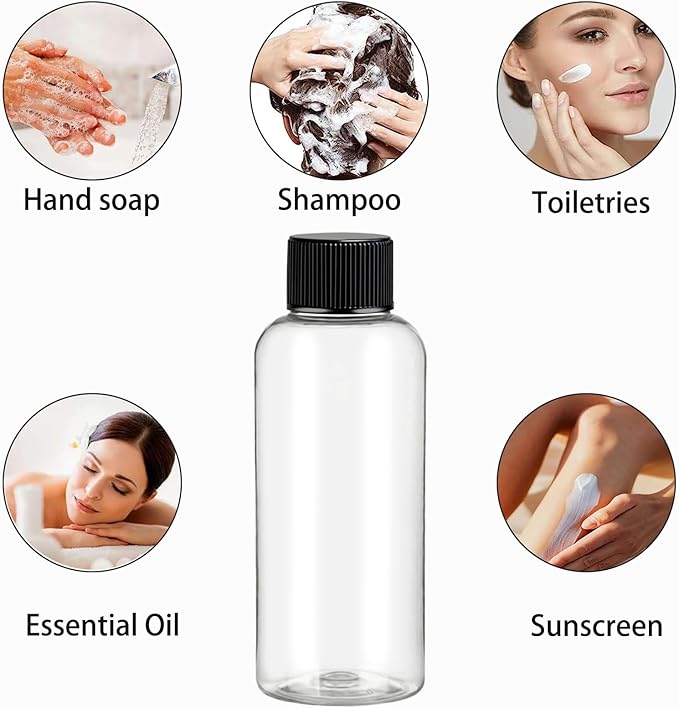 DNSEN Travel Bottles for Toiletries 3.4 oz Travel Size Mouthwash Bottles with Black Screw Cap, BPA Free Leak-Proof Portable Liquid Container 5 pack