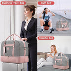 Wogarl 4PCS Weekender Bags for Women Large Overnight Weekend Travel Duffel Carry on Shoulder with Shoe Compartment Canvas Toiletry Bag for Travel Business Gym