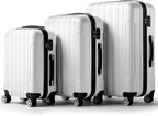 3 Piece Luggage Sets, Lightweight ABS Suitcase with 4 Spinner Wheels ＆ TSA Locks, Hardside Carry On Luggage Durable Suitcase Set for Family Travel Business - White, 20/24/28